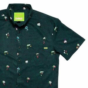 RSVLTS X Invader Zim Invaders From Irk Size 2XL Mens Green KUNUFLEX Button Shirt